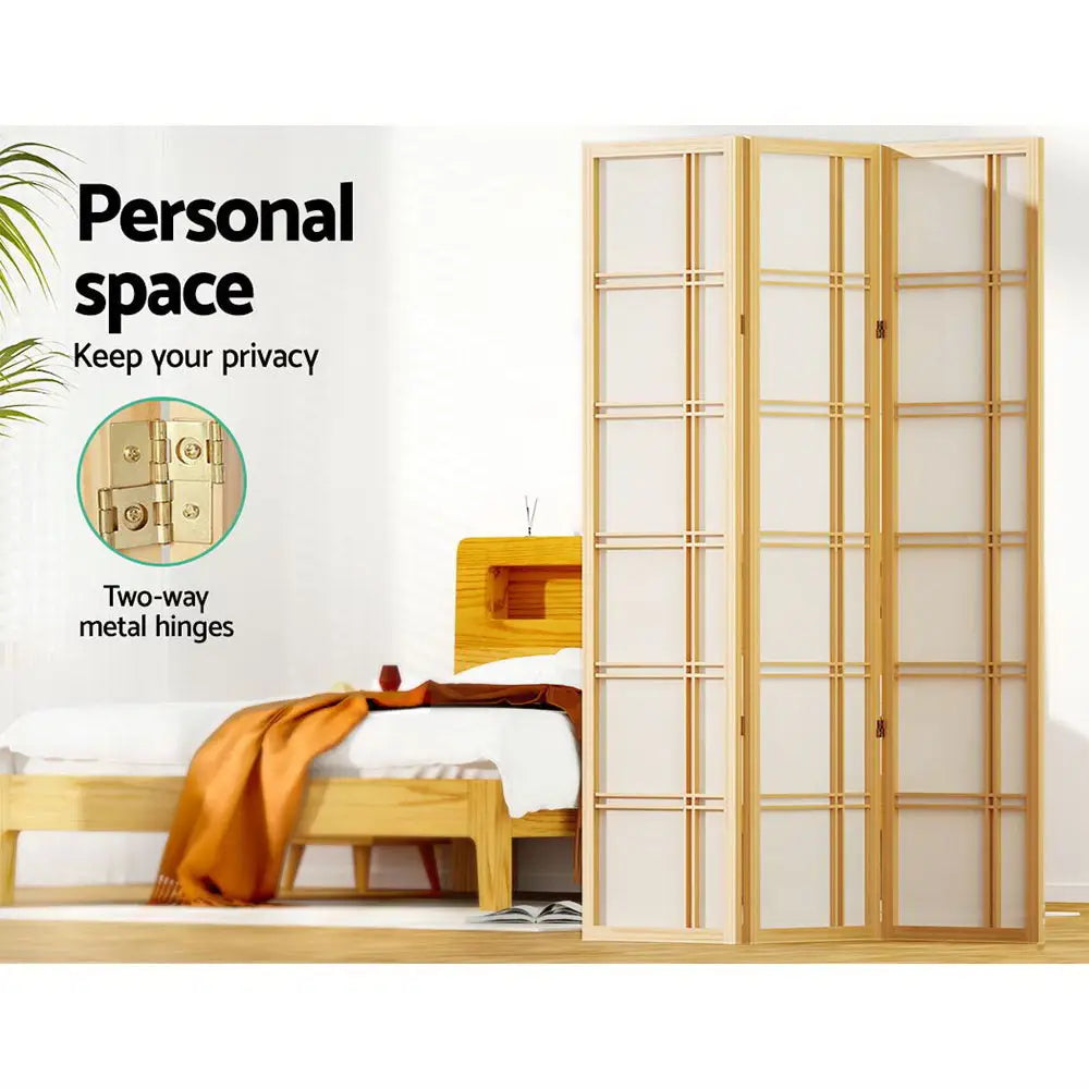 Artiss 3 Panel Room Divider Screen 132x179cm Nova Natural - Furniture > Living Room