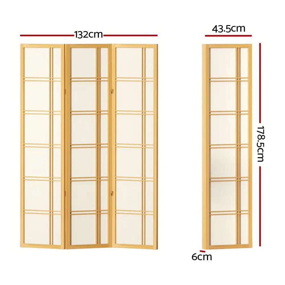 Artiss 3 Panel Room Divider Screen 132x179cm Nova Natural - Furniture > Living Room