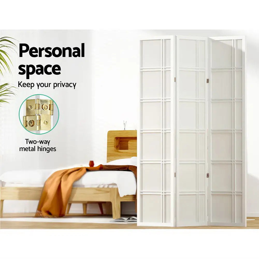 Artiss 3 Panel Room Divider Screen 132x179cm Nova White - Furniture > Living Room