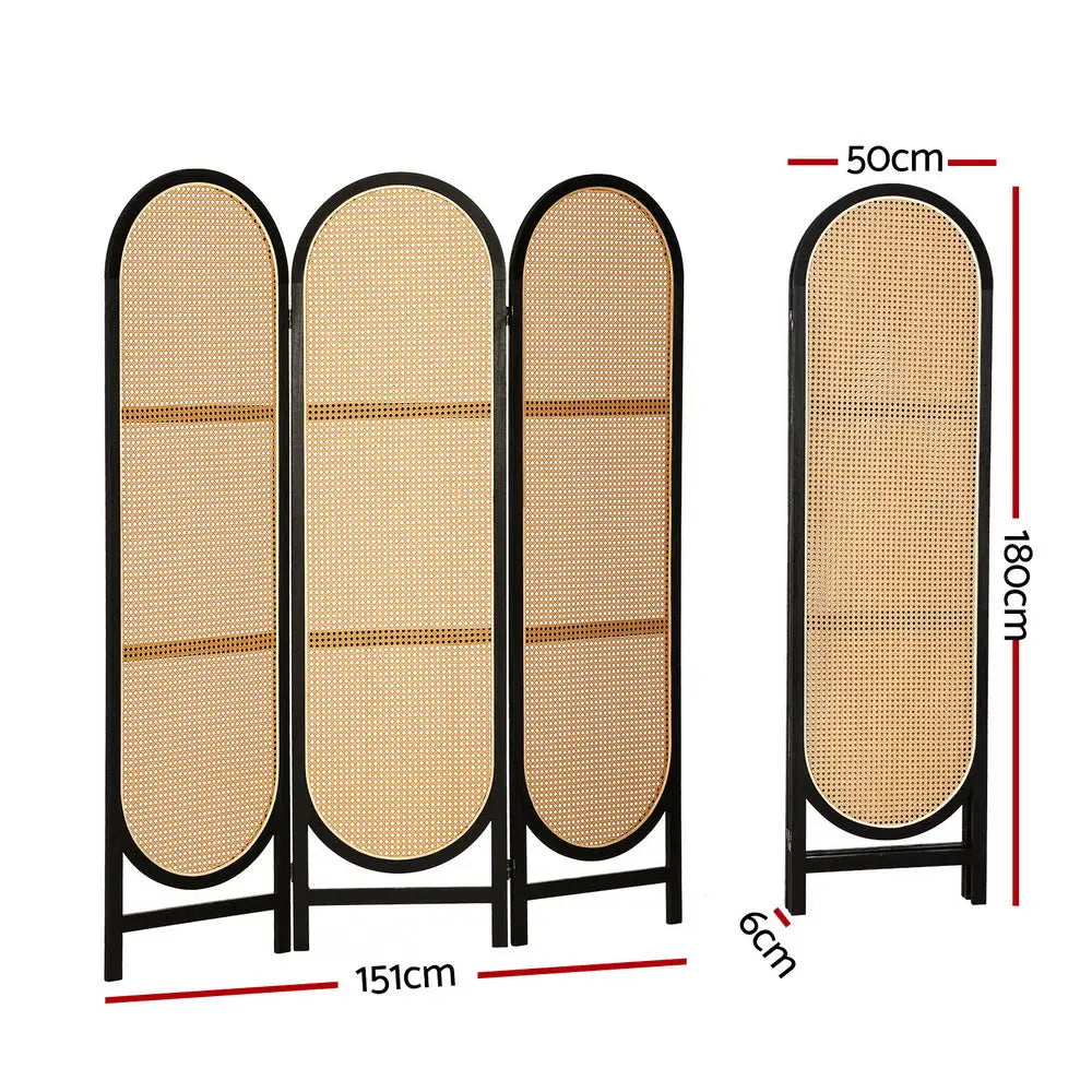 Artiss 3 Panel Room Divider Screen 151x180cm Rattan Brown - Furniture > Bedroom > Room Dividers