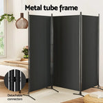 Artiss 3 Panel Room Divider Screen 260x180cm Fabric Black - Furniture > Bedroom > Room Dividers
