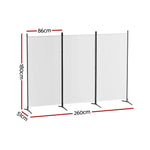 Artiss 3 Panel Room Divider Screen 260x180cm Fabric White - Furniture > Bedroom > Room Dividers
