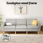 Artiss 3 Seater Sofa 225cm Linen Fabric Grey - Furniture > Sofas > Sofas & Sofa Beds