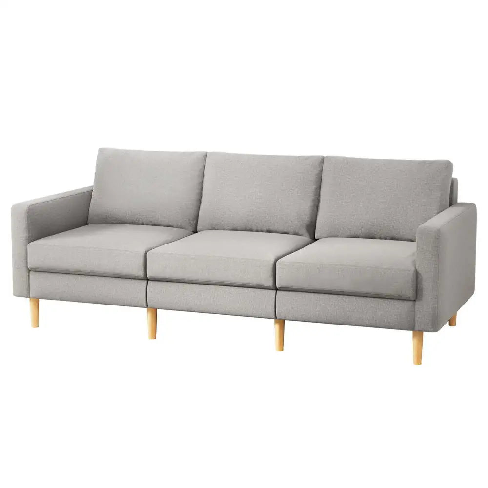 Artiss 3 Seater Sofa 225cm Linen Fabric Grey - Furniture > Sofas > Sofas & Sofa Beds