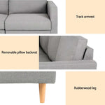 Artiss 3 Seater Sofa 225cm Linen Fabric Grey - Furniture > Sofas > Sofas & Sofa Beds