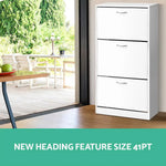 Artiss 3 Tier Shoe Cabinet - White - Home & Garden > Storage