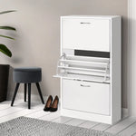 Artiss 3 Tier Shoe Cabinet - White - Home & Garden > Storage