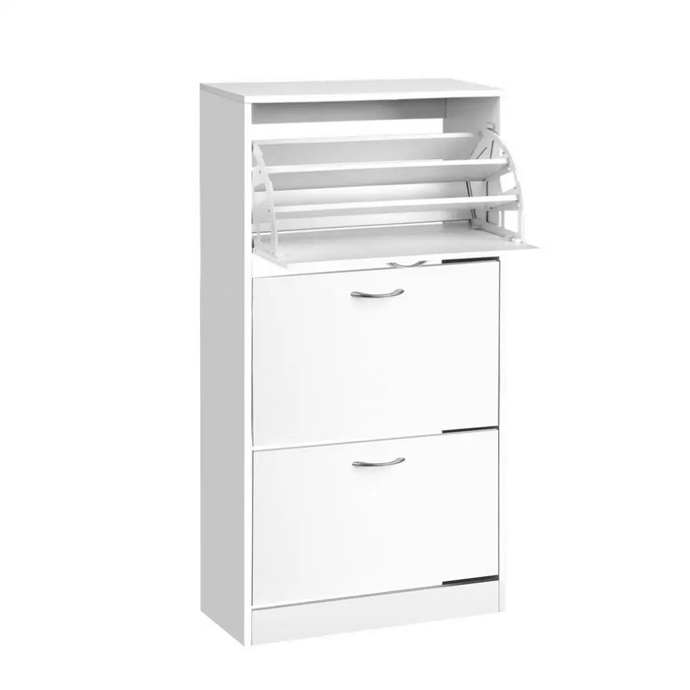 Artiss 3 Tier Shoe Cabinet - White - Home & Garden > Storage
