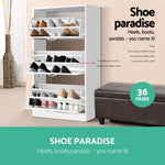 Artiss 3 Tier Shoe Cabinet - White - Home & Garden > Storage