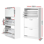 Artiss 3 Tier Shoe Cabinet - White - Home & Garden > Storage