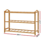 Artiss 3 Tiers Bamboo Shoe Rack Storage Organiser Wooden Shelf Stand Shelves - Furniture > Living Room