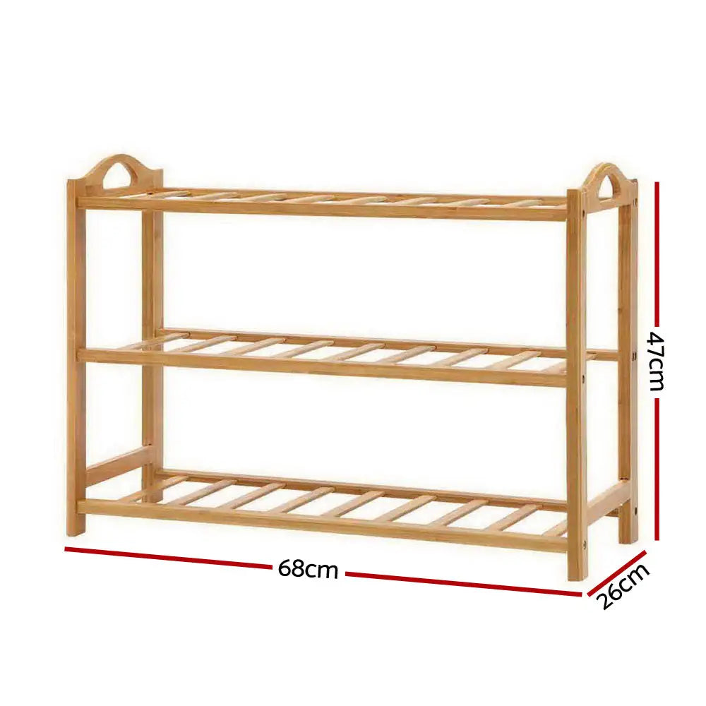 Artiss 3 Tiers Bamboo Shoe Rack Storage Organiser Wooden Shelf Stand Shelves - Furniture > Living Room