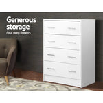 Artiss 4 Chest of Drawers - ANDES White - Furniture > Living Room