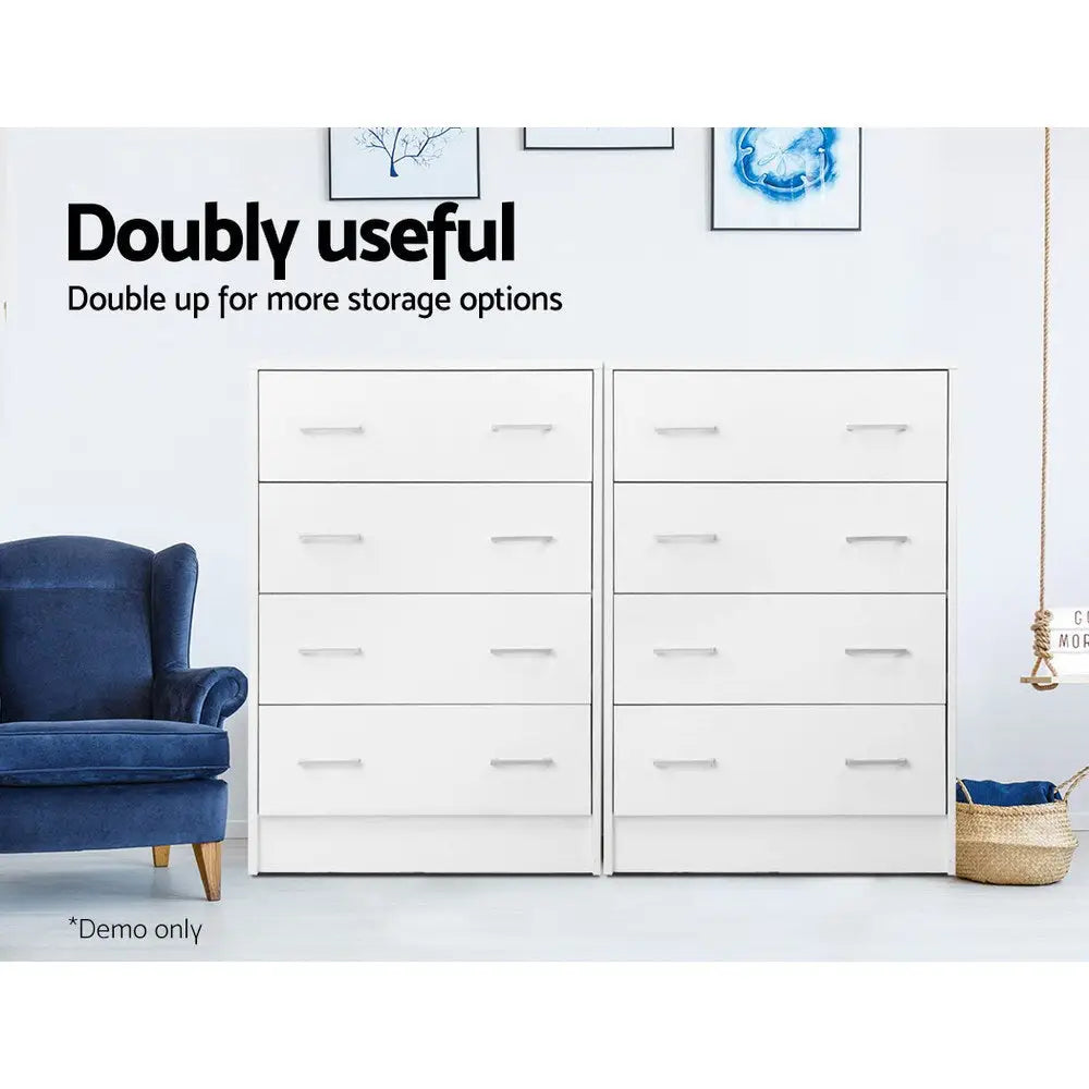 Artiss 4 Chest of Drawers - ANDES White - Furniture > Living Room