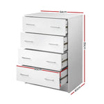 Artiss 4 Chest of Drawers - ANDES White - Furniture > Living Room