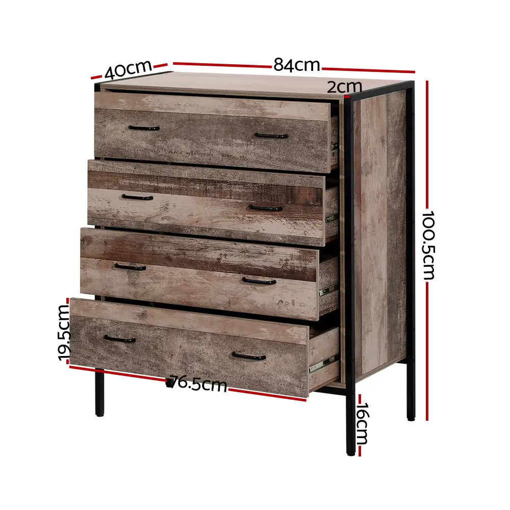 Artiss 4 Chest of Drawers - BARNLY - Furniture > Bedroom