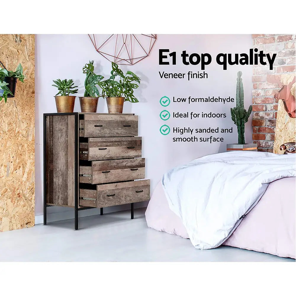Artiss 4 Chest of Drawers - BARNLY - Furniture > Bedroom
