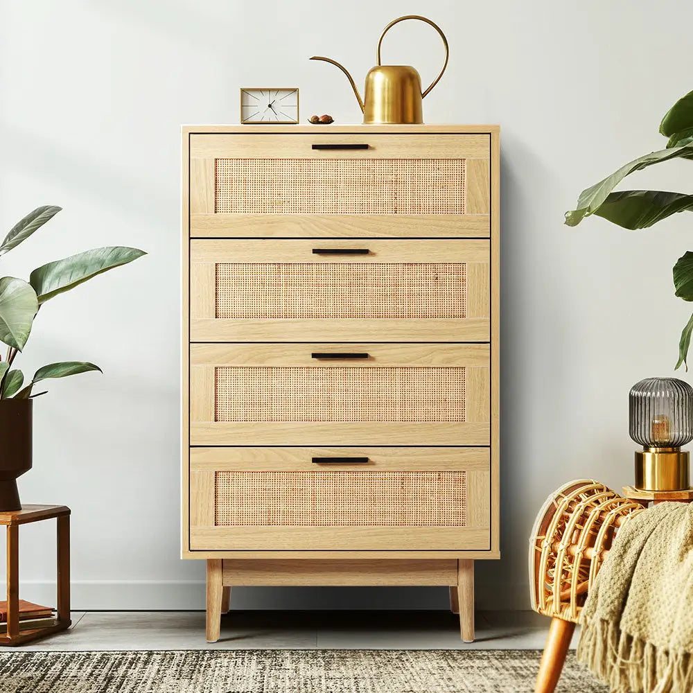 Artiss 4 Chest of Drawers - BRIONY Oak - Furniture > Living Room