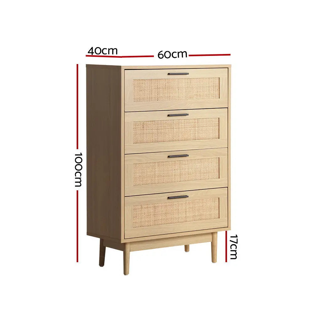 Artiss 4 Chest of Drawers - BRIONY Oak - Furniture > Living Room