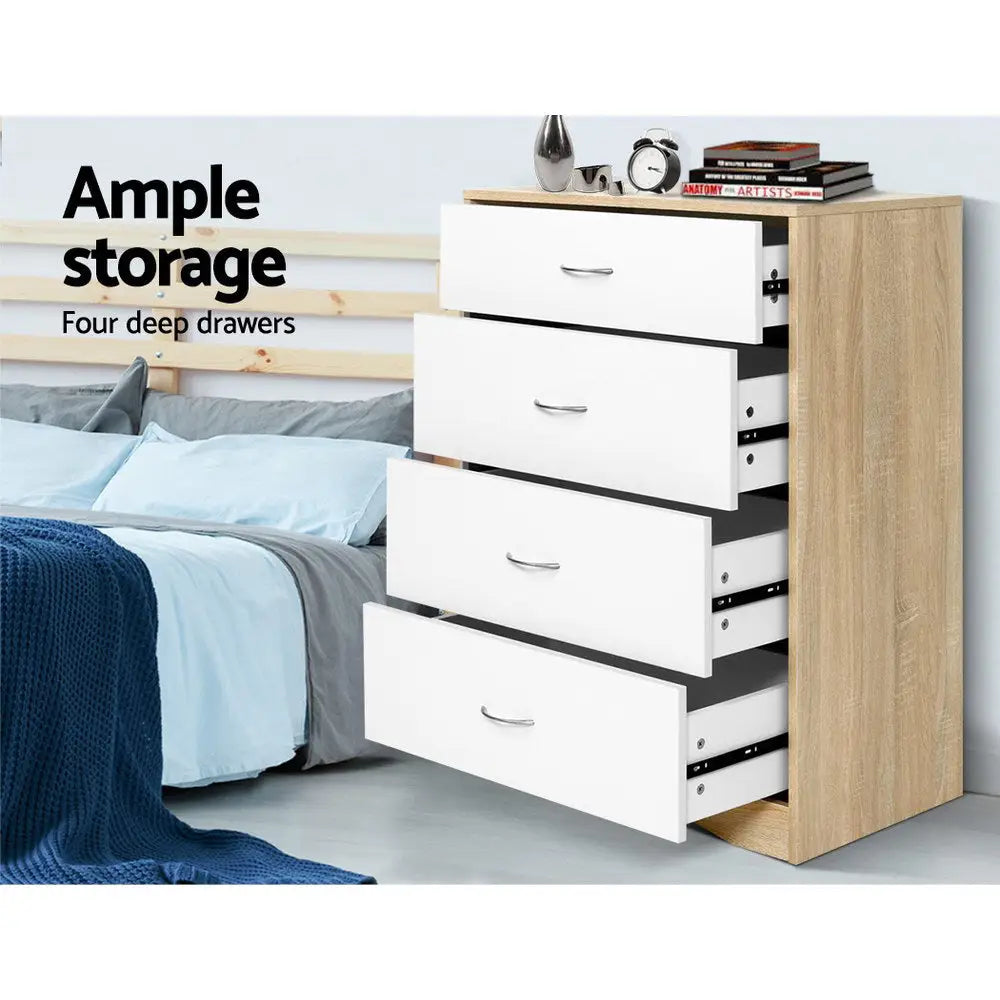 Artiss 4 Chest of Drawers - BURL - Furniture > Living Room