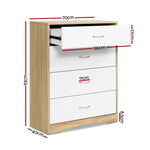 Artiss 4 Chest of Drawers - BURL - Furniture > Living Room