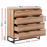 Artiss 4 Chest of Drawers Cabinet Dresser Table Tallboy Storage Bedroom Rust Oak - Furniture > Bedroom > Dressers