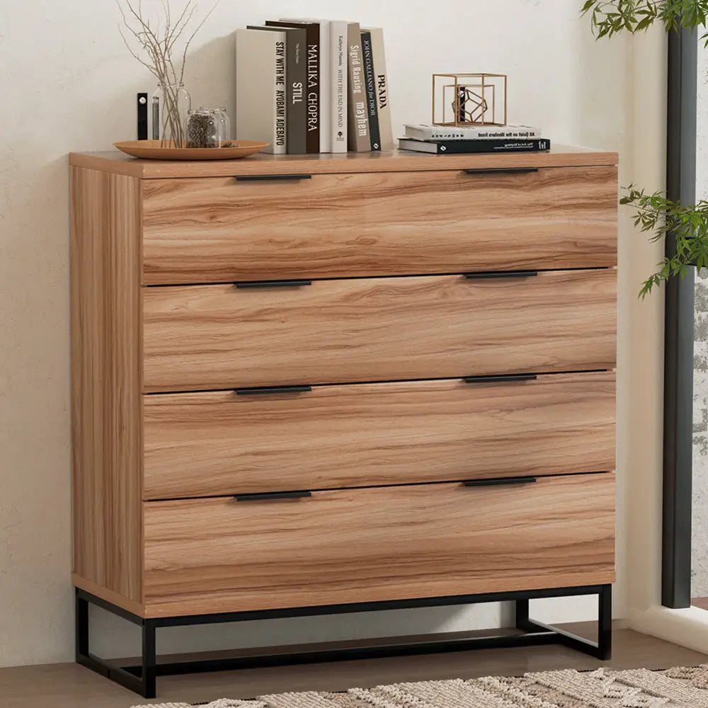 Artiss 4 Chest of Drawers Cabinet Dresser Table Tallboy Storage Bedroom Rust Oak - Furniture > Bedroom > Dressers