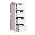 Artiss 4 Chest of Drawers - LEESA White - Furniture > Living Room