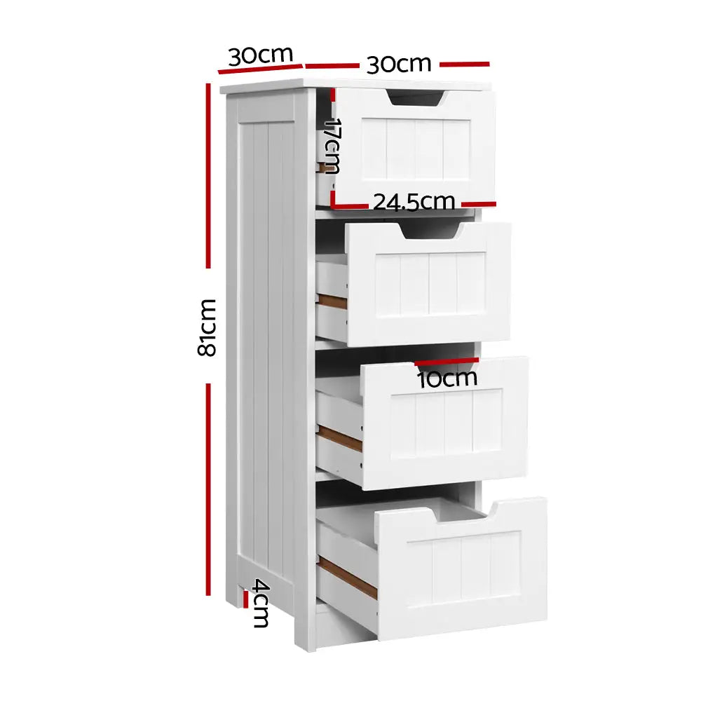 Artiss 4 Chest of Drawers - LEESA White - Furniture > Living Room