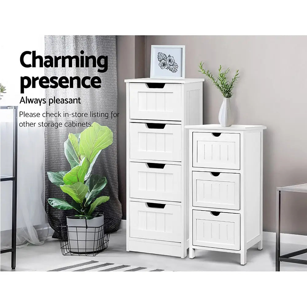Artiss 4 Chest of Drawers - LEESA White - Furniture > Living Room