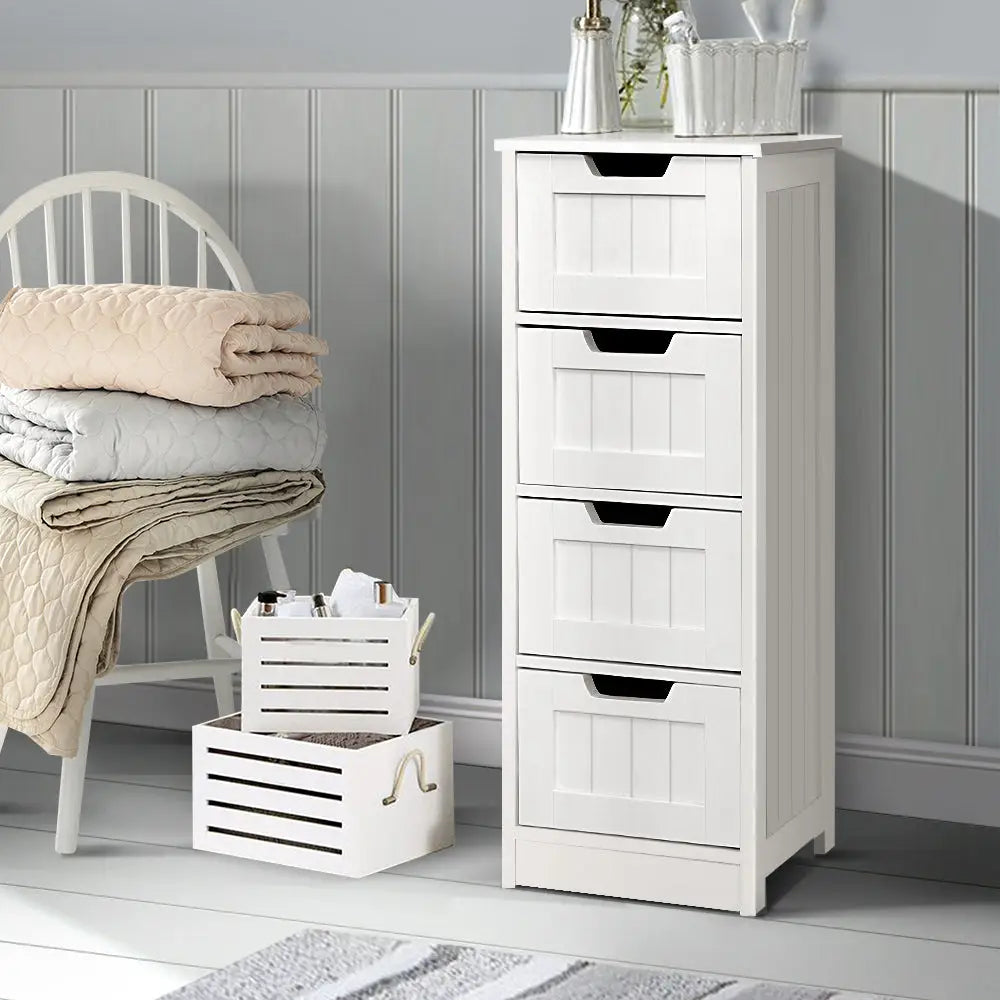Artiss 4 Chest of Drawers - LEESA White - Furniture > Living Room