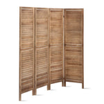 Artiss 4 Panel Room Divider Screen 160x170cm Louver Oak - Furniture > Living Room