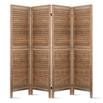 Artiss 4 Panel Room Divider Screen 160x170cm Louver Oak - Furniture > Living Room