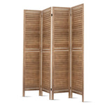Artiss 4 Panel Room Divider Screen 160x170cm Louver Oak - Furniture > Living Room