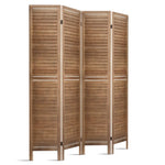 Artiss 4 Panel Room Divider Screen 160x170cm Louver Oak - Furniture > Living Room