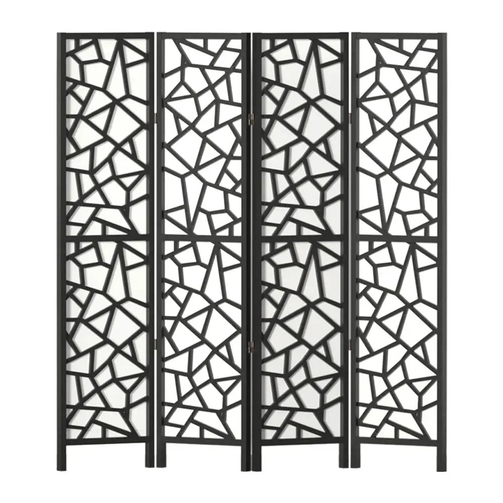 Artiss 4 Panel Room Divider Screen 162x170cm Clover Black - Furniture > Living Room