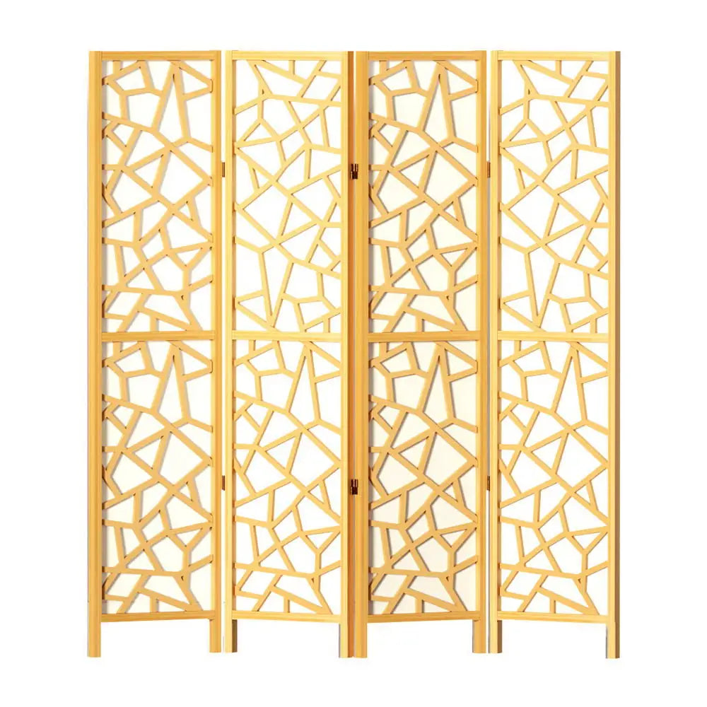 Artiss 4 Panel Room Divider Screen 162x170cm Clover Natural - Furniture > Living Room