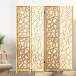 Artiss 4 Panel Room Divider Screen 162x170cm Clover Natural - Furniture > Living Room