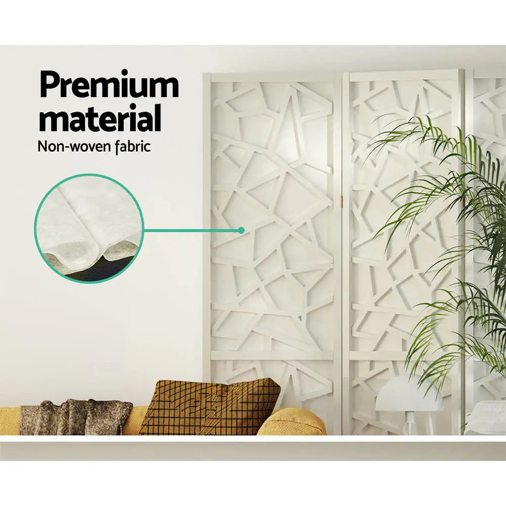 Artiss 4 Panel Room Divider Screen 162x170cm Clover White - Furniture > Living Room