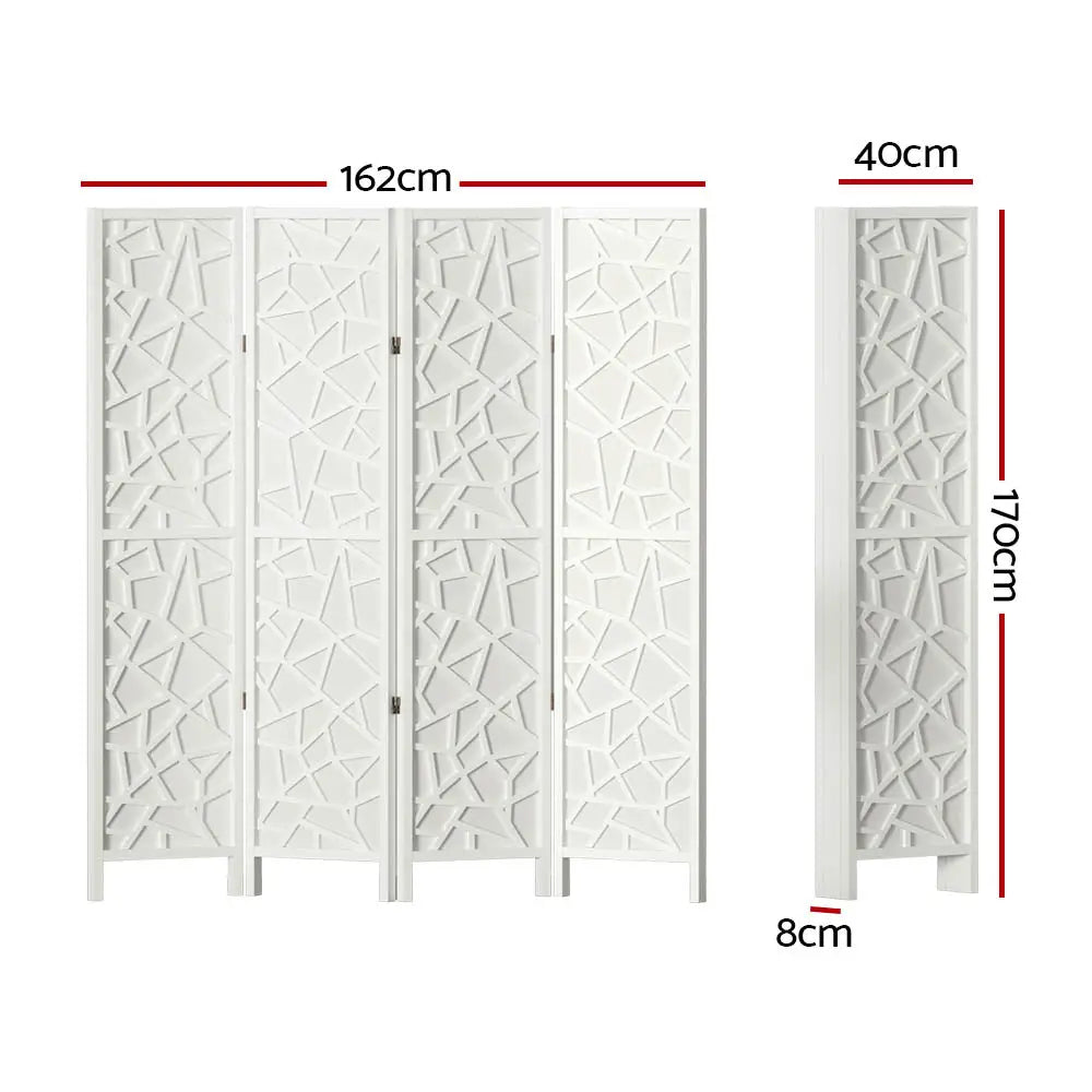 Artiss 4 Panel Room Divider Screen 162x170cm Clover White - Furniture > Living Room