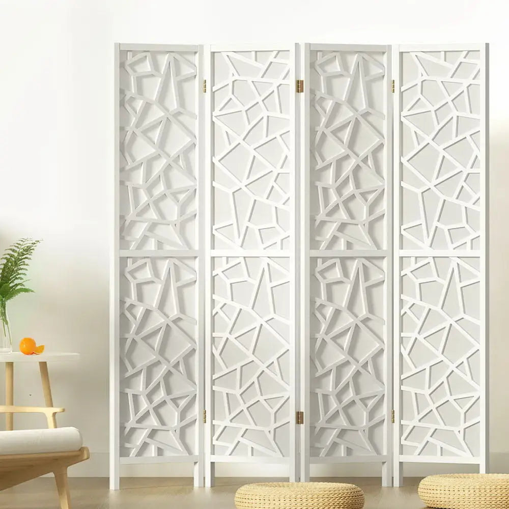 Artiss 4 Panel Room Divider Screen 162x170cm Clover White - Furniture > Living Room