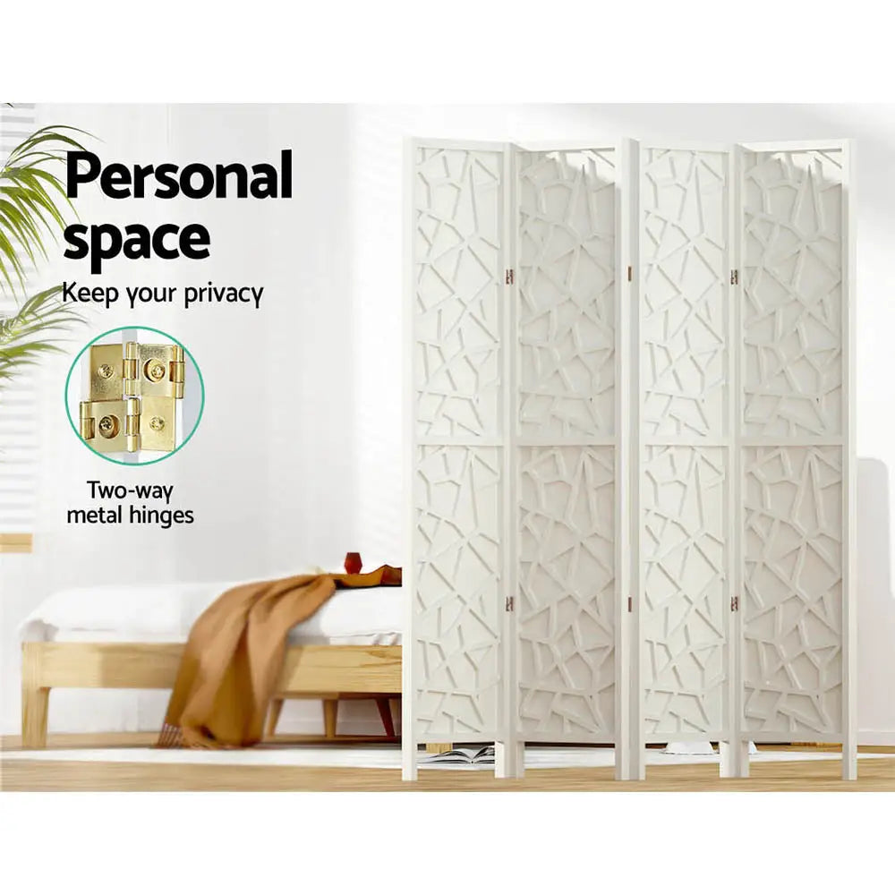 Artiss 4 Panel Room Divider Screen 162x170cm Clover White - Furniture > Living Room
