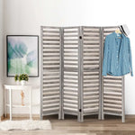 Artiss 4 Panel Room Divider Screen 163x170cm Louver Grey - Furniture > Bedroom > Room Dividers