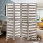 Artiss 4 Panel Room Divider Screen 163x170cm Louver Grey - Furniture > Bedroom > Room Dividers