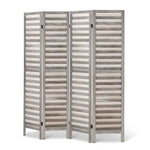 Artiss 4 Panel Room Divider Screen 163x170cm Louver Grey - Furniture > Bedroom > Room Dividers