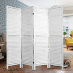 Artiss 4 Panel Room Divider Screen 163x170cm Louver White - Furniture > Living Room