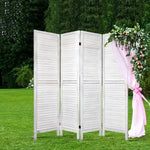 Artiss 4 Panel Room Divider Screen 163x170cm Louver White - Furniture > Living Room
