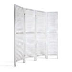 Artiss 4 Panel Room Divider Screen 163x170cm Louver White - Furniture > Living Room