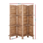 Artiss 4 Panel Room Divider Screen 163x170cm Shelf Oak - Furniture > Living Room
