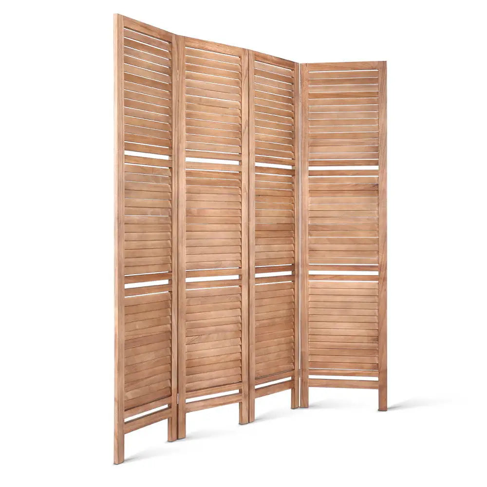 Artiss 4 Panel Room Divider Screen 163x170cm Shelf Oak - Furniture > Living Room
